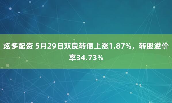 炫多配资 5月29日双良转债上涨1.87%，转股溢价率34.73%