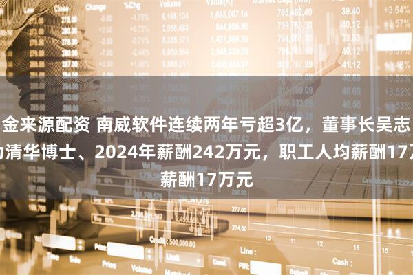 金来源配资 南威软件连续两年亏超3亿,董事长吴志雄为清华博士、2024年薪酬242万元,职工人均薪酬17万元